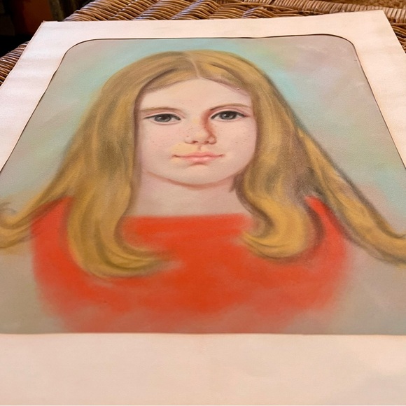 Original Art Work Painting Vintage Pastel Portrait Of a Young Girl - Picture 9 of 16
